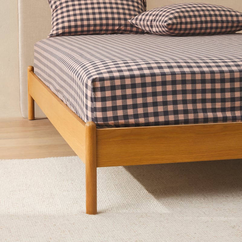 Stonewashed Cotton Mocha Gingham Sheet Separates