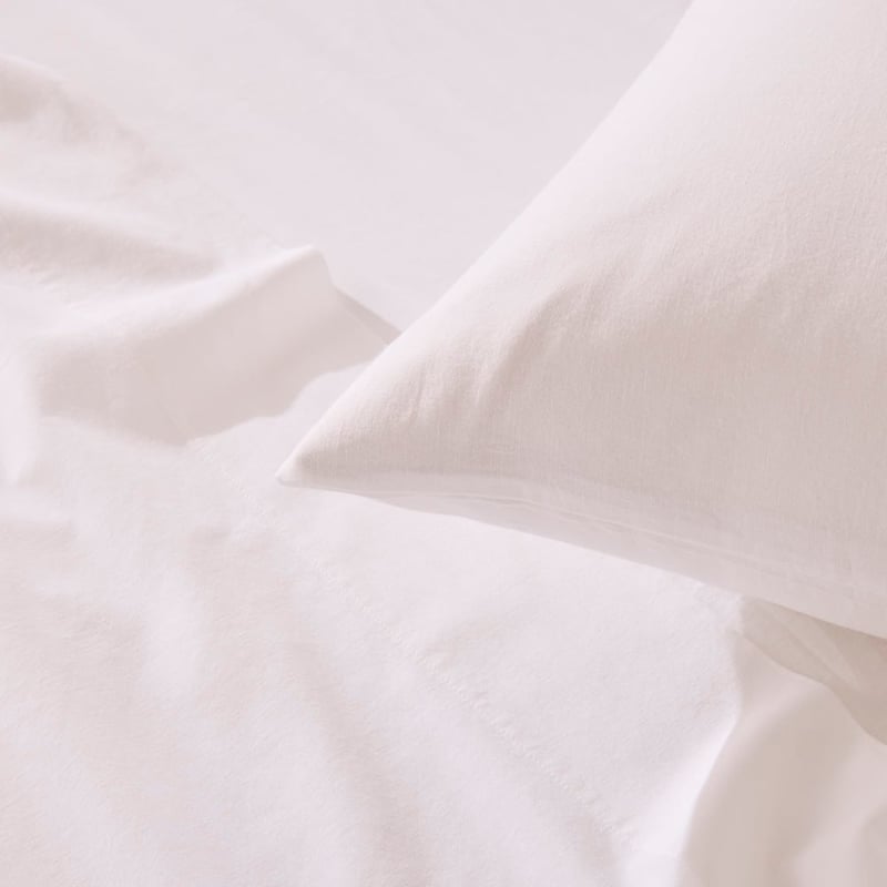 Relaxed Linen Look White Sheet Set