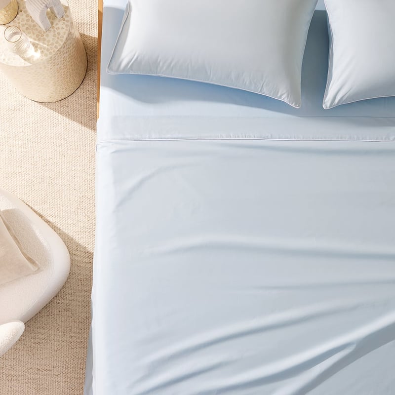 Piped Cotton Blue & White Sheet Set