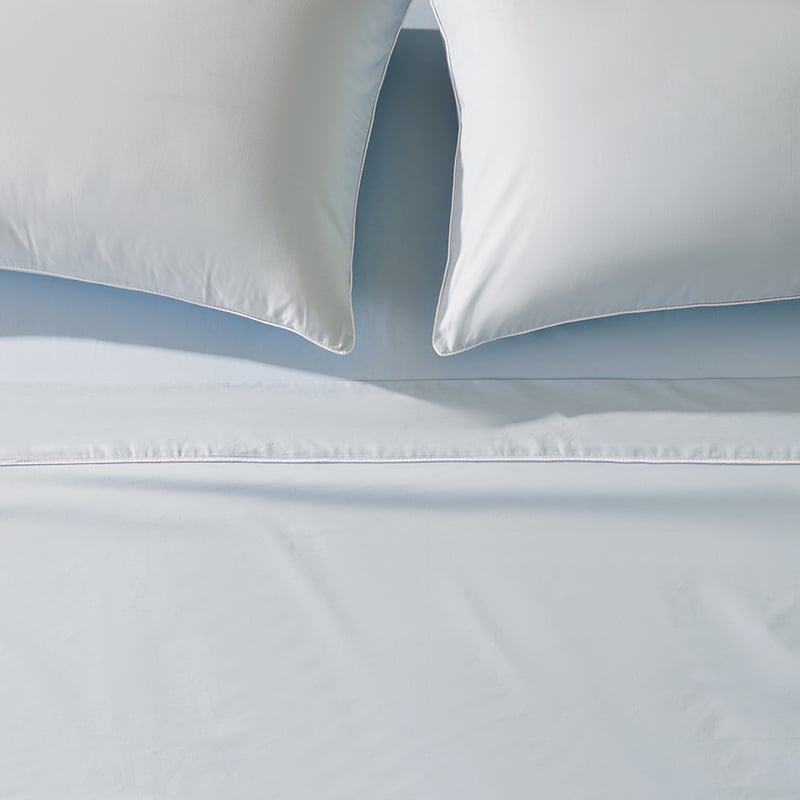 Piped Cotton Blue & White Sheet Set