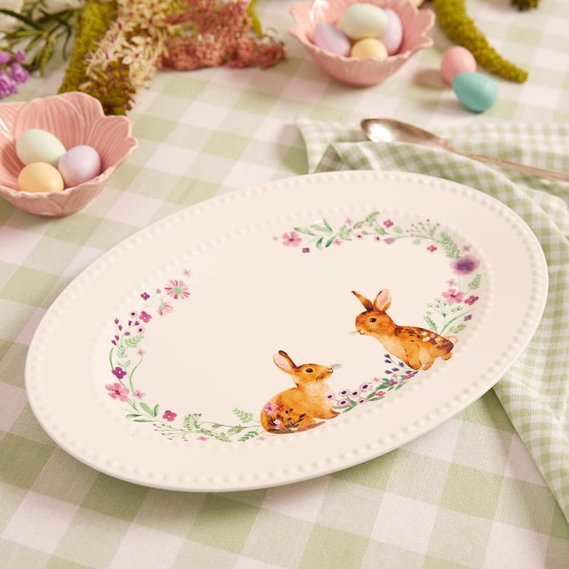 Bunny Green Oval Platter