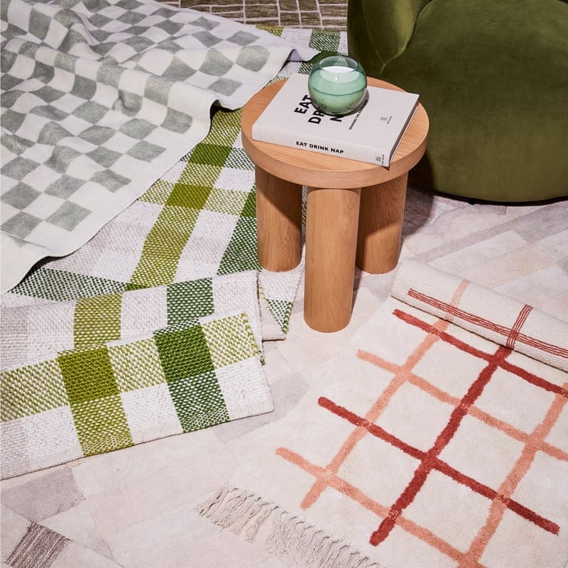 Romeo Jade & Beige Check Rug
