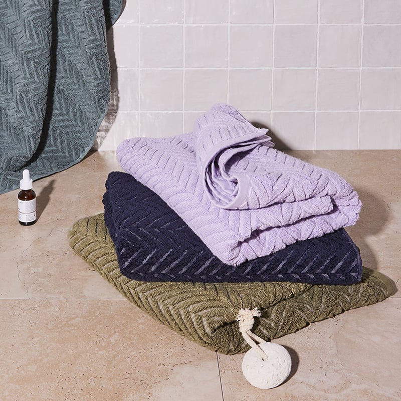 Mimosa Navy Marle Textured Towel Range