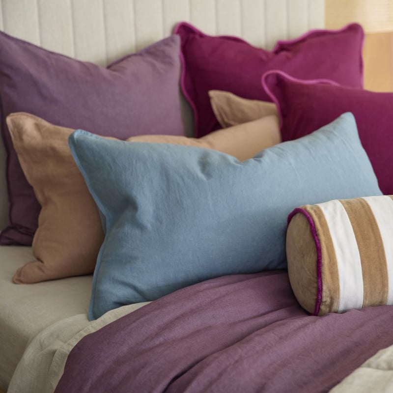 Vintage Washed Linen Plum Quilt Cover + Separates