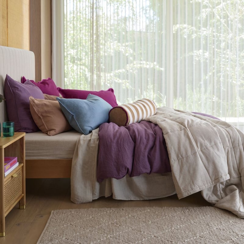 Vintage Washed Linen Plum Quilt Cover + Separates