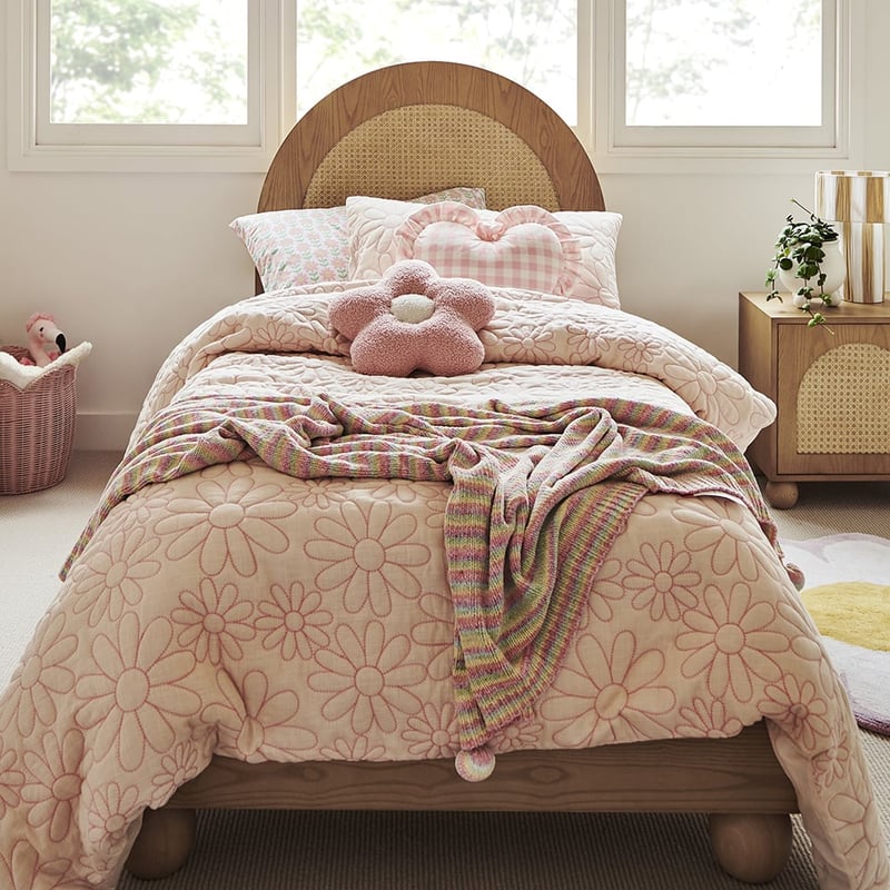 Sweet Flower Candy Pink Boucle Cushion