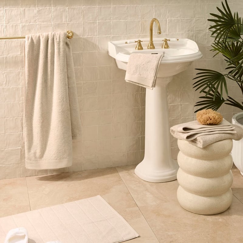 Navara Oatmeal Solid Bamboo Cotton Bath Mat