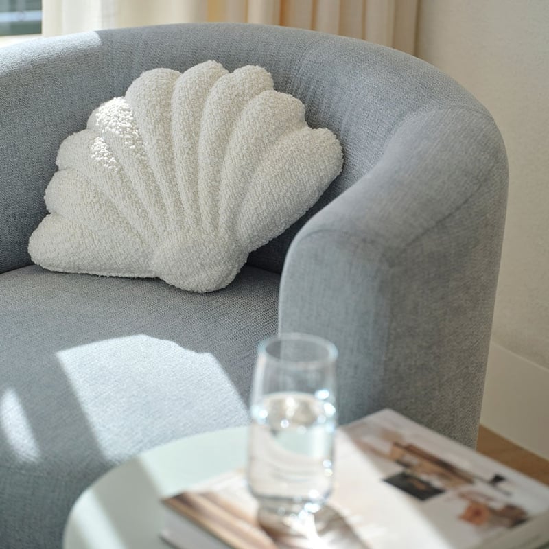 Shell White Boucle Cushion