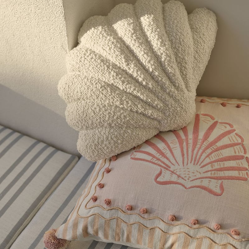 Shell White Boucle Cushion