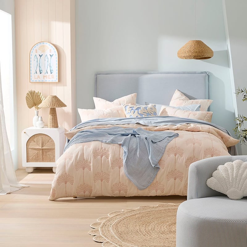 Ada Palm Soft Peach Quilted Quilt Cover Separates