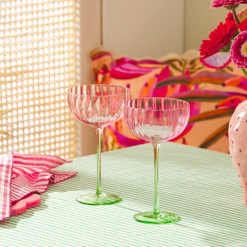 Bardot Pink & Green Cocktail Glass Pack of 2