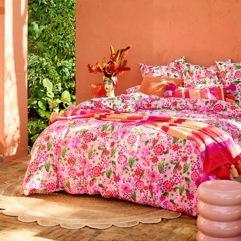 Sofia Floral Raspberry Quilt Cover Set + Separates