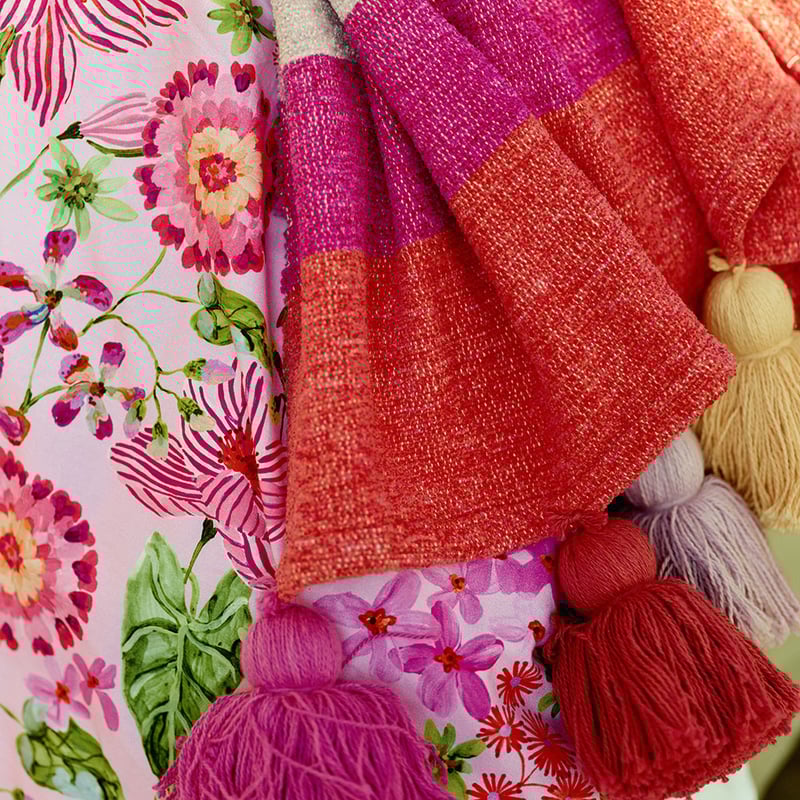 Sunset Fiesta Red & Peach Stripe Throw