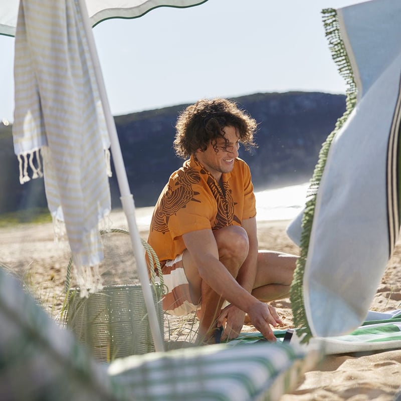 Aqua & Natural Beach Umbrella
