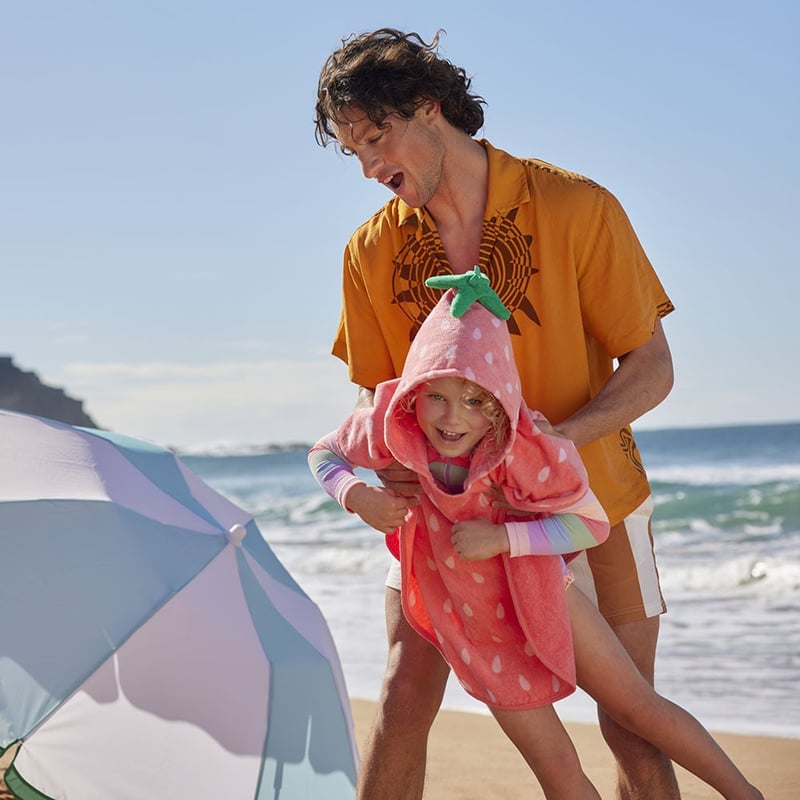 Aqua & Natural Beach Umbrella