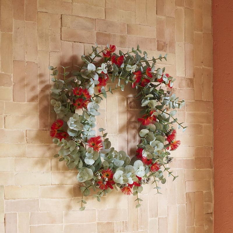 Eucalyptus & Red Flower Wreath