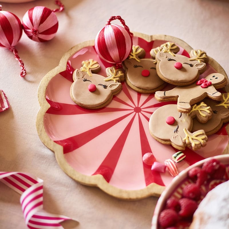 Christmas Striped Mango Scalloped Platter