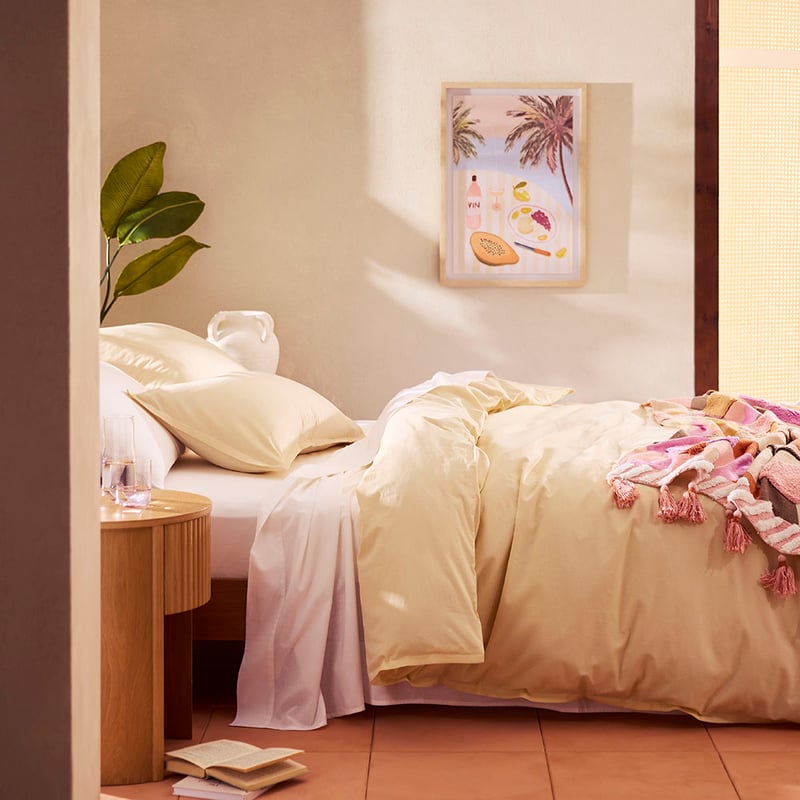 Relaxed Linen Look Butter Quilt Cover Set + Separates