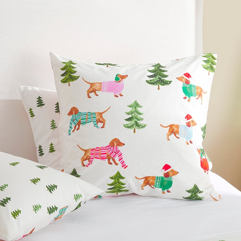 Christmas Dachshund White Quilt Cover Set + Separates