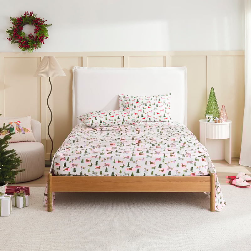 Christmas Dachshund White Sheet Set
