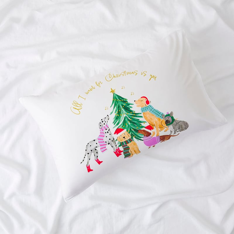 All I Want For Christmas Is You White Text Pillowcase