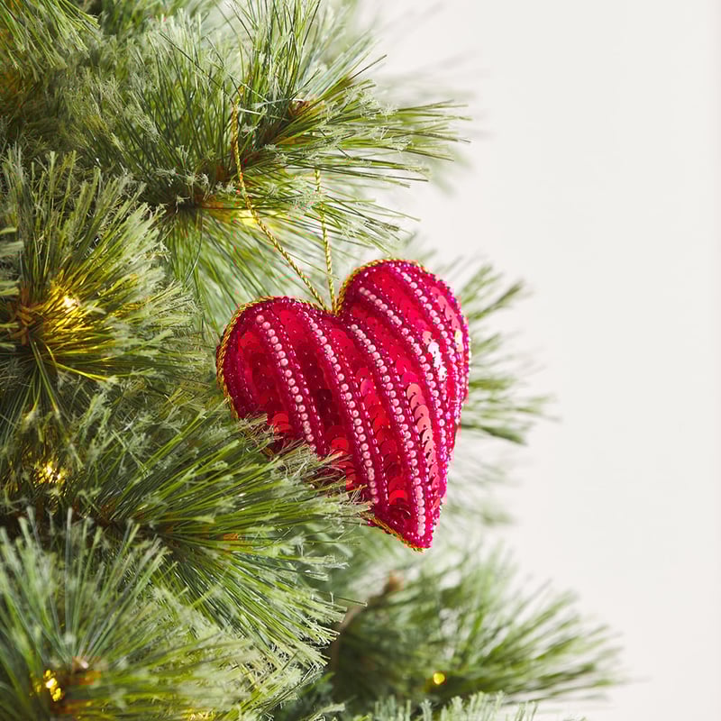 Embroidered Red Heart Ornament