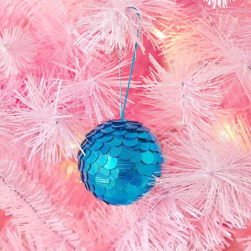 Sequin Blue Beaded Ball Ornament