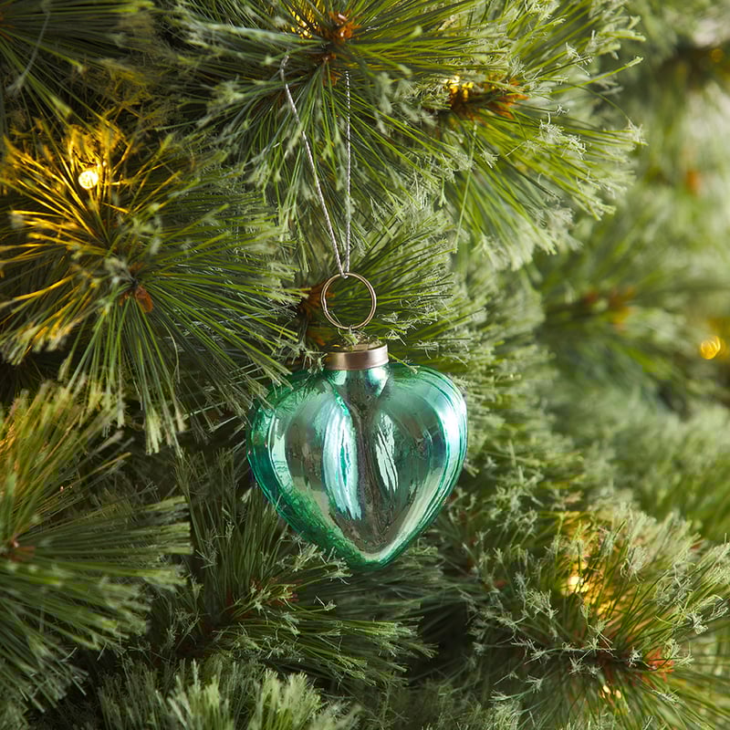 Heirloom Blue Heart Glass Ornament
