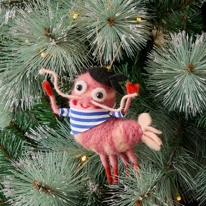 Prawn Felted Friend Decoration
