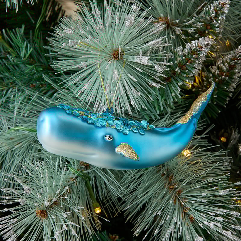 Vintage Whale Mercury Glass Ornament