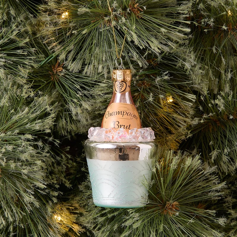 Vintage Champagne Bucket Mercury Glass Ornament