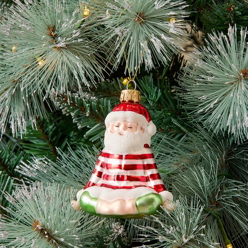 Vintage Yoga Santa Mercury Glass Ornament