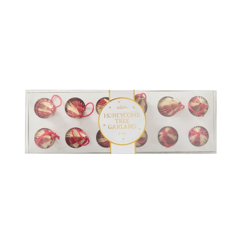 Christmas Red, White & Gold Honeycomb Paper Tree Garland