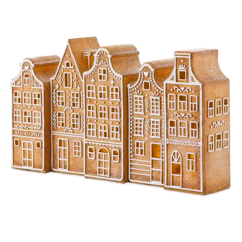 Frosted Brown & White Gingerbread Village