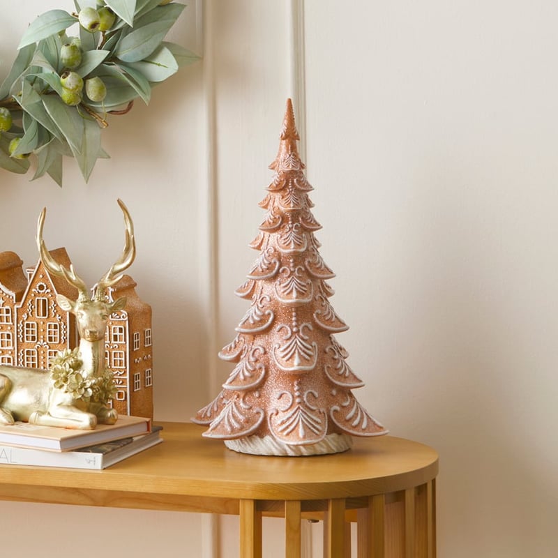 Frosted Brown & White Gingerbread Tree