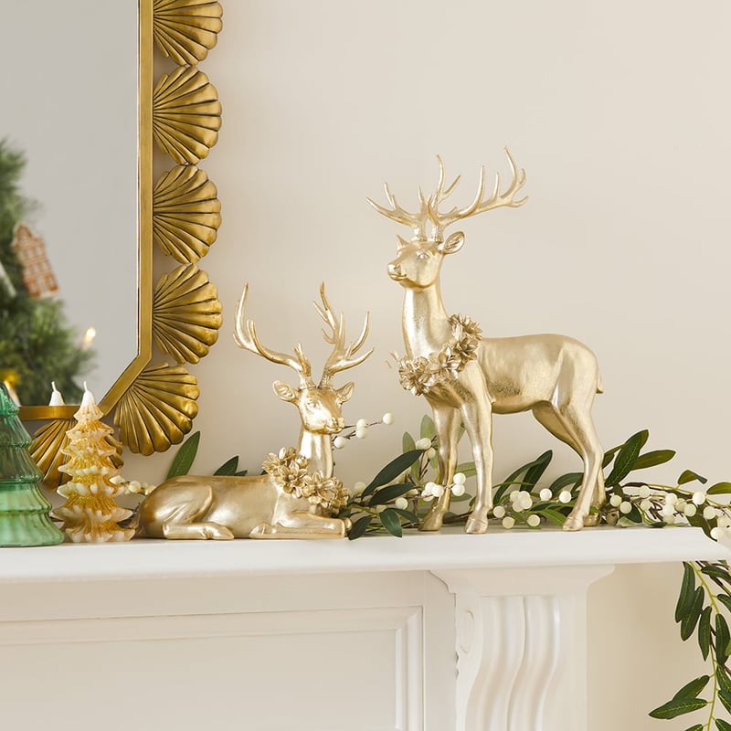 Gold Festive Standing Deer