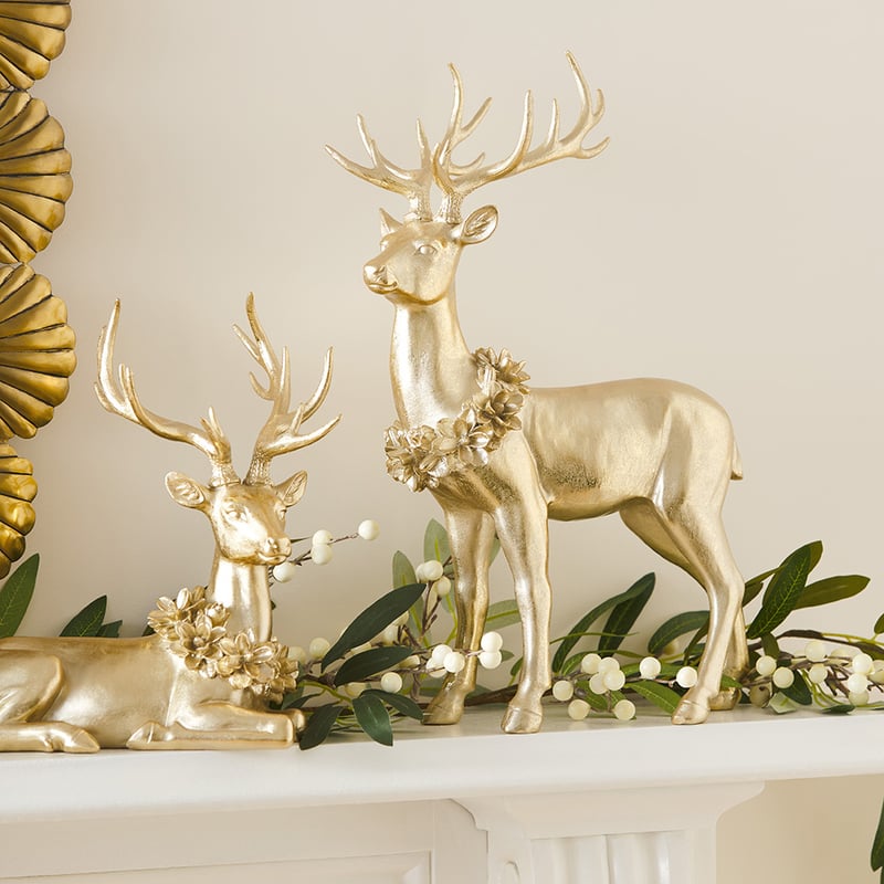 Gold Festive Standing Deer