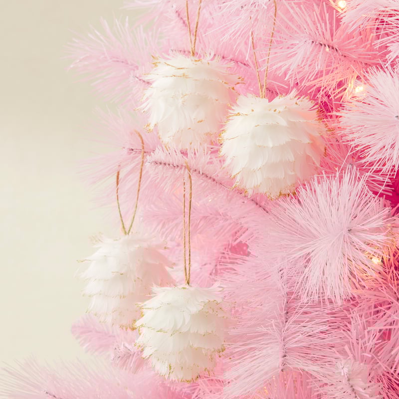 White Feather Bauble Pack of 4