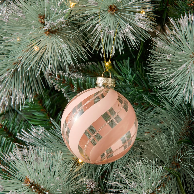 Swirl Clear & Blush Stripe Bauble