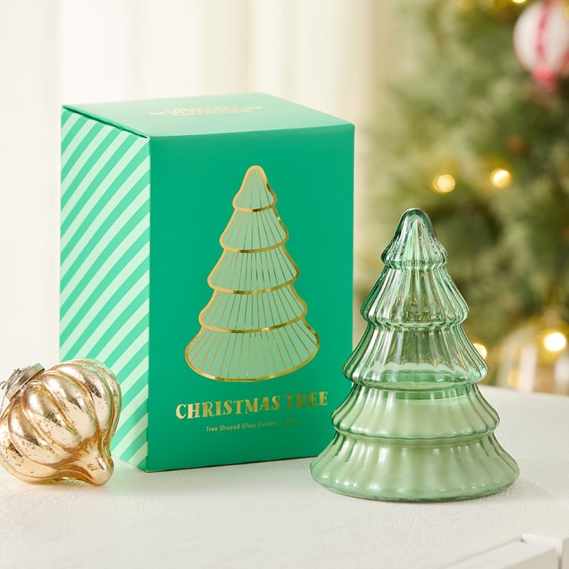 Festive Christmas Tree Glass Candle 260g