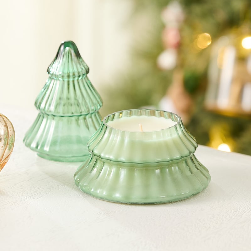 Festive Christmas Tree Glass Candle 260g