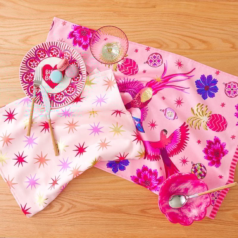 Christmas Fiesta Birds Tea Towel Pack of 2