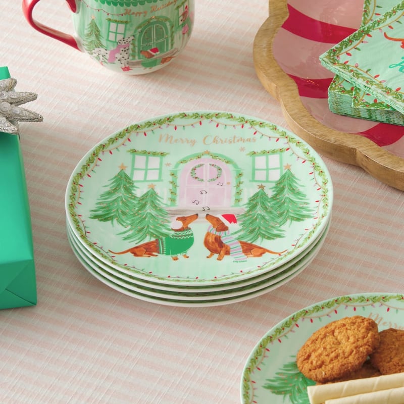 Christmas Dachshund Round Plate