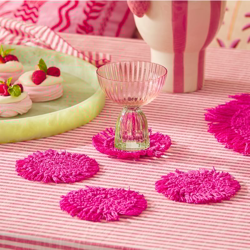 Festive Fuschia Fringe Coasters Pack of 4