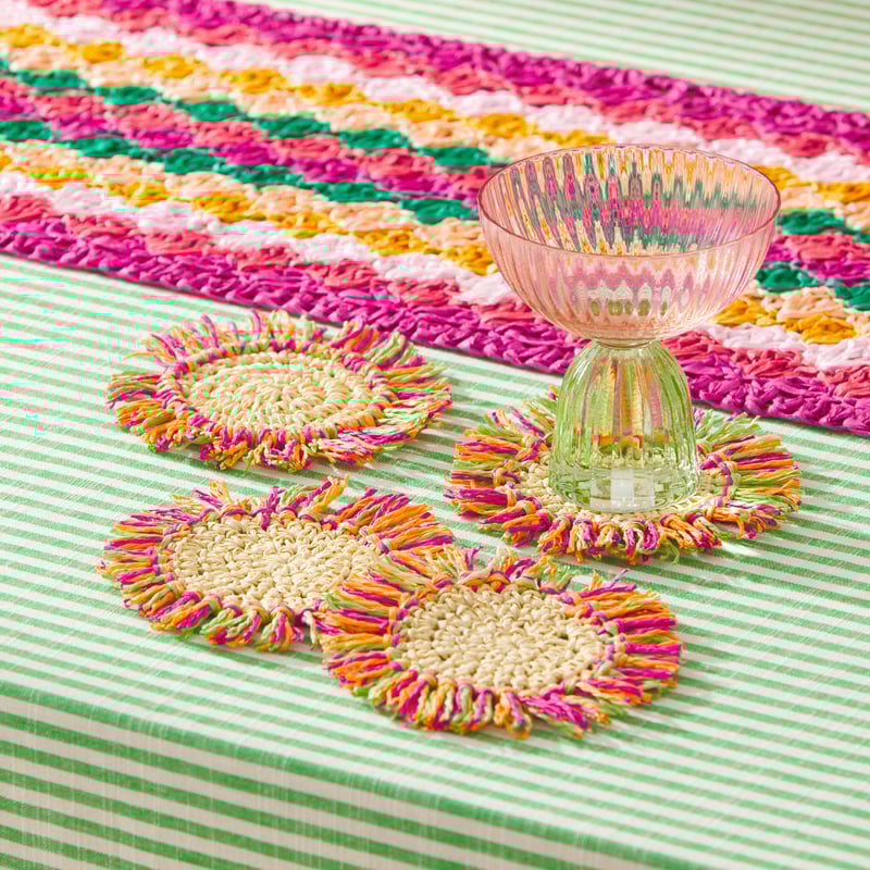 Festive Multi Fringe Coasters Pack of 4
