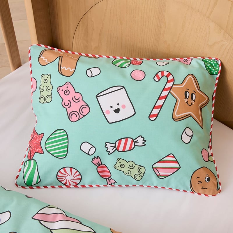 Gingerbread Candy Land Green Cot Quilt Cover Set