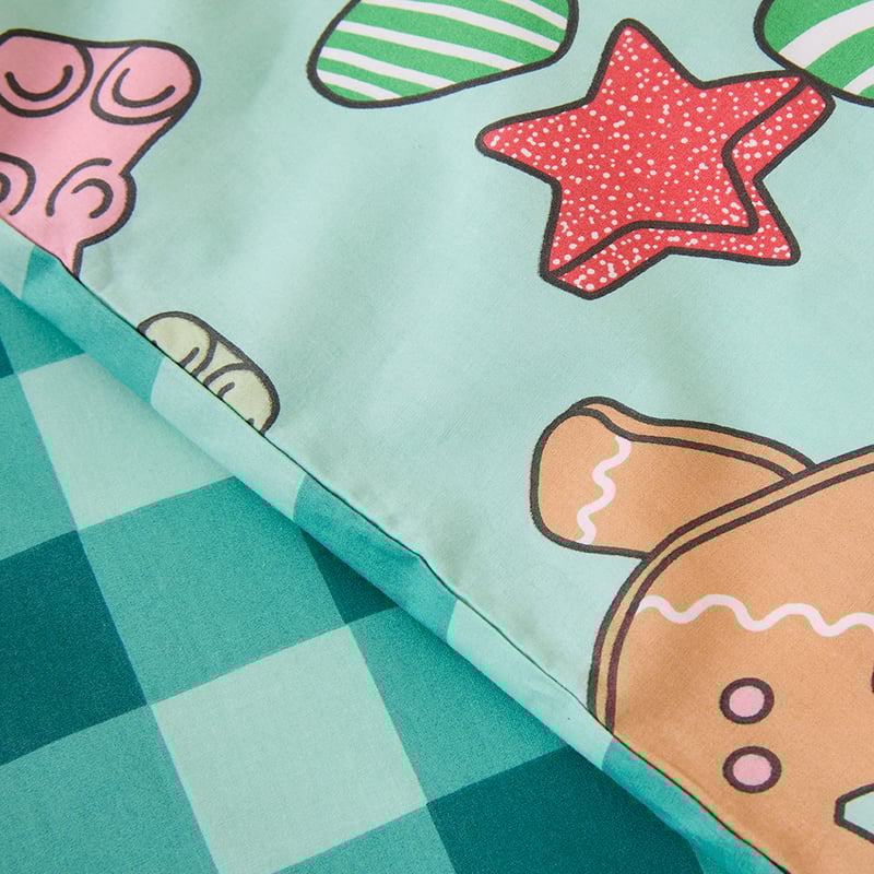 Gingerbread Candy Land Green Cot Quilt Cover Set