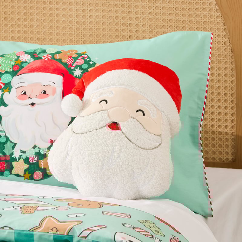 Happy Santa White Christmas Cushion