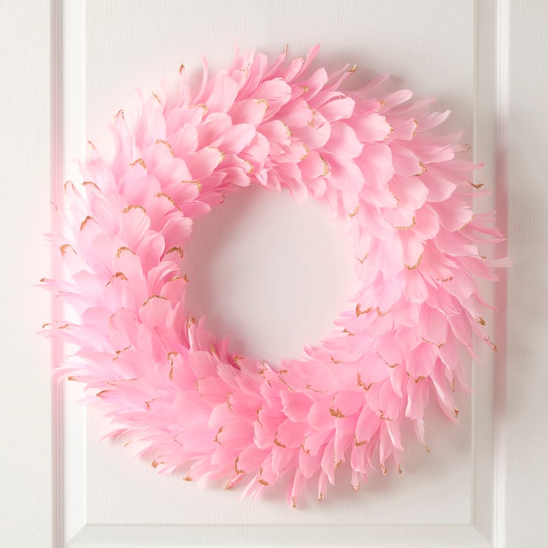 Pink & Gold Feather Wreath