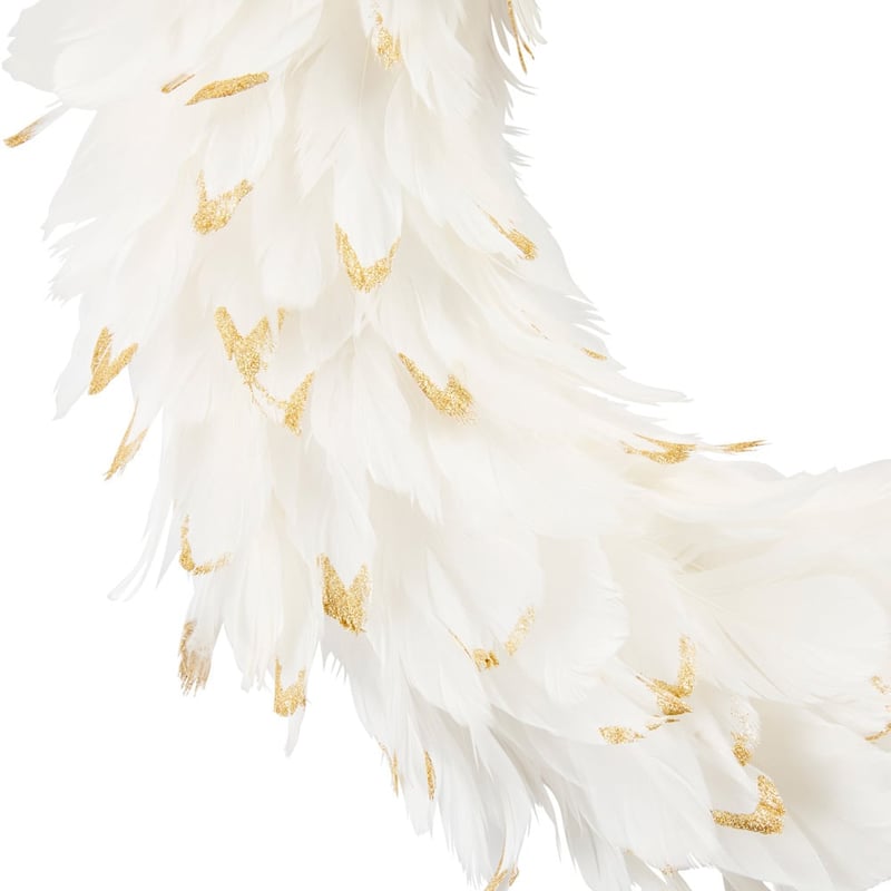 White & Gold Feather Wreath
